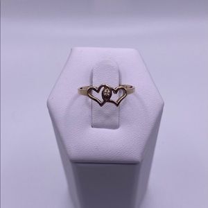 10k yellow gold heart and diamond ring